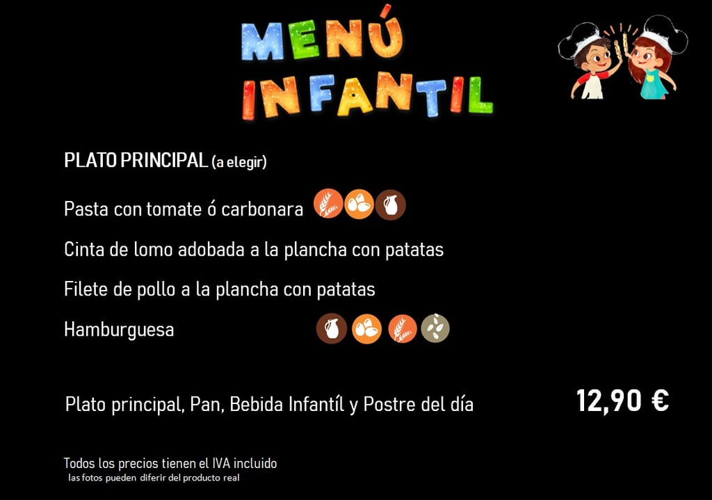 menú infantil