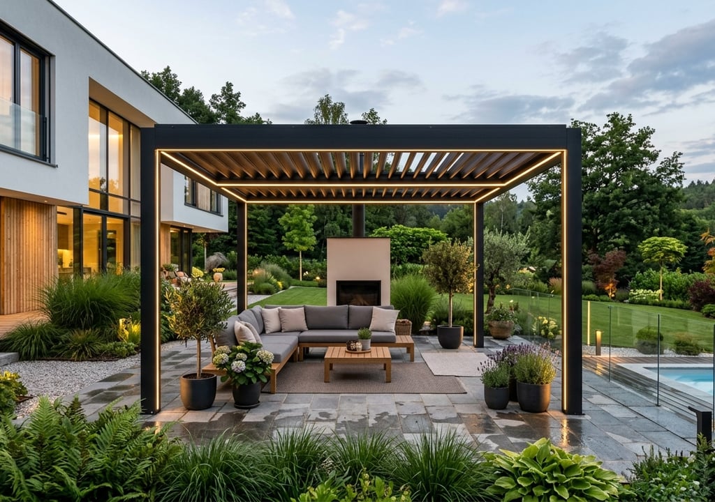 Aluminijasta pergola z LED osvetlitvijo