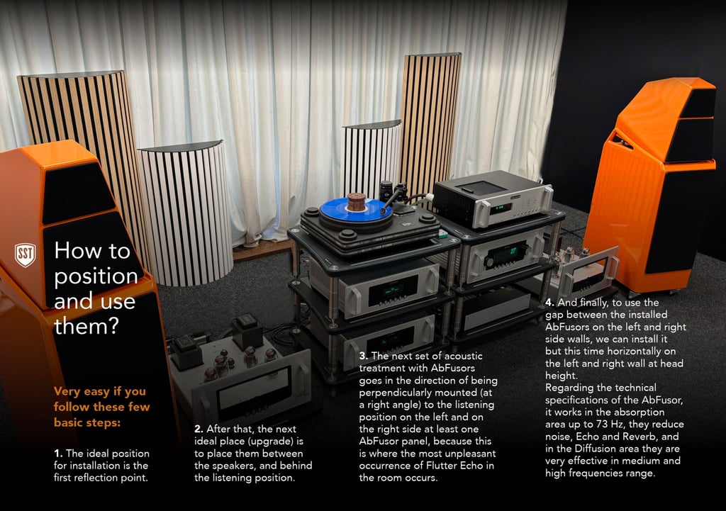 HiFi room treatment with acoustic elements