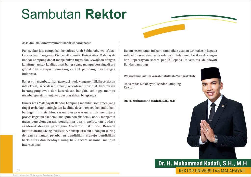Dr. H. Muhammad Kadafi,S.H.,M.H. Rektor Universitas Malahayati