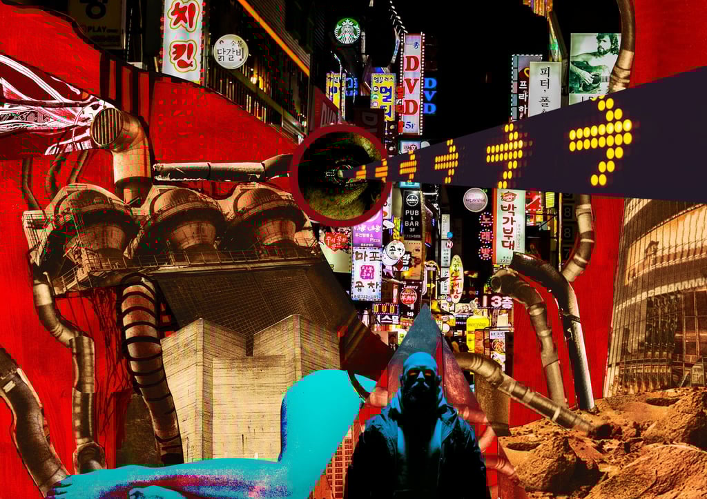 a person standing in front of a building with a large clock