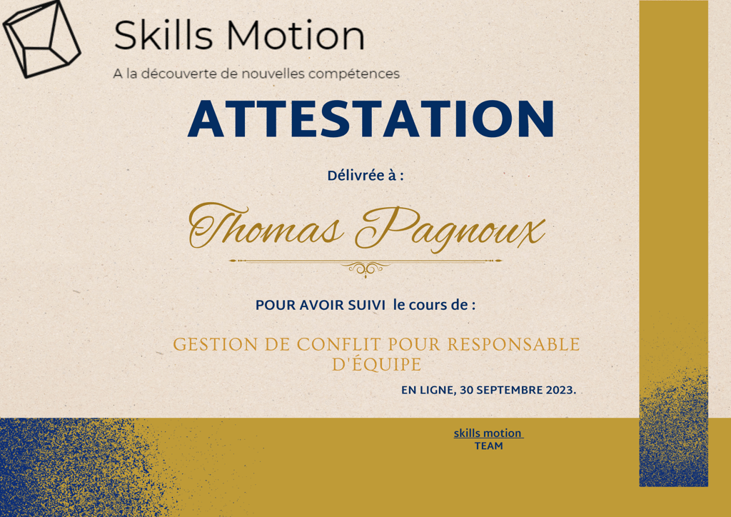 Attestation formation gestion des conflits avec exercices pratiques pdf
