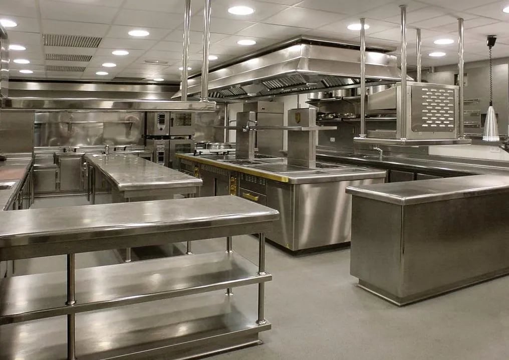 Get a quote for a custom commercial kitchen fit-out featuring stainless steel equipment.