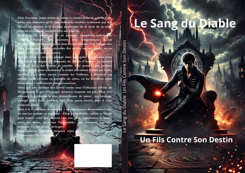 Couverture sombre et mystique du roman Le Sang du Diable – Un Fils Contre Son Destin, avec un héros