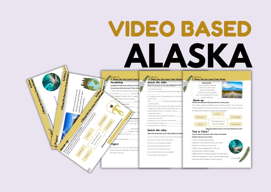 travelling Alaska lesson plan worksheet winter earth day listening