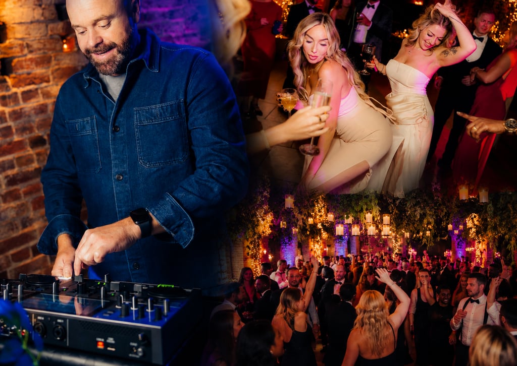 Event DJ at Shustoke Farm Barns with crowd dancing