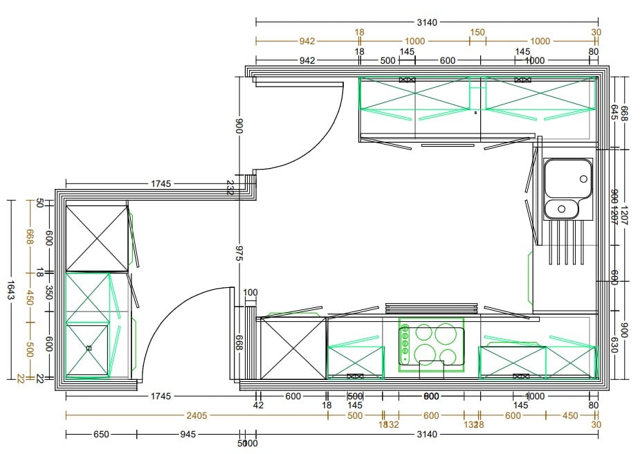 Kitchen design floor plan