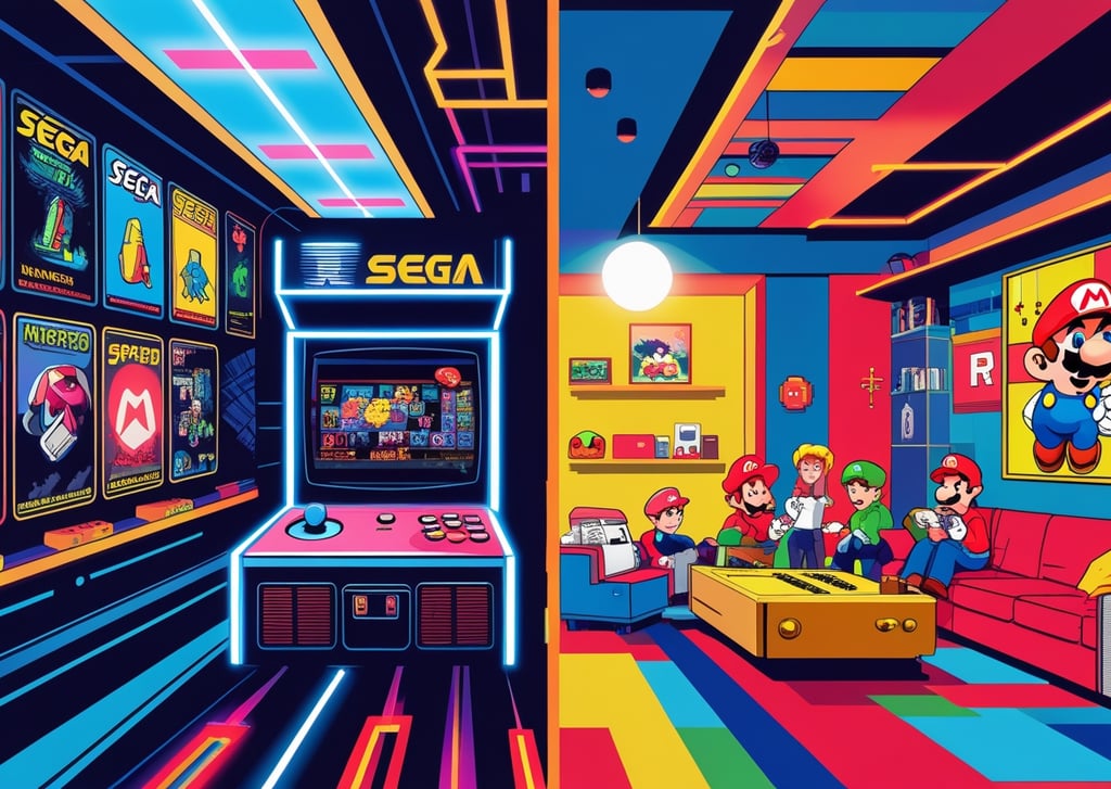a video game room with a couch and a couch