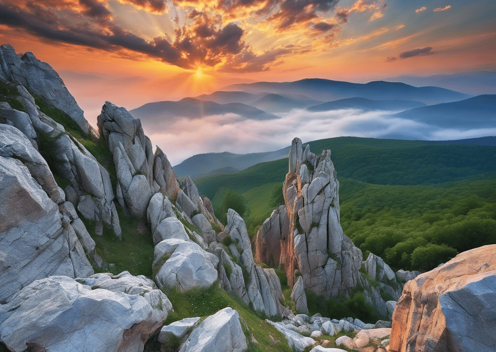 Bulgaria's landscape and rocky mountains.