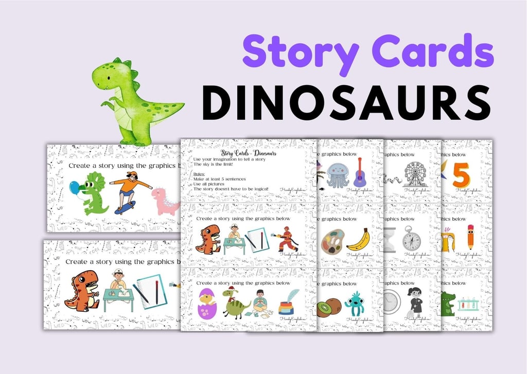 DINOSAURS ELA ESL Task Cards for speaking writing, and vocabulary