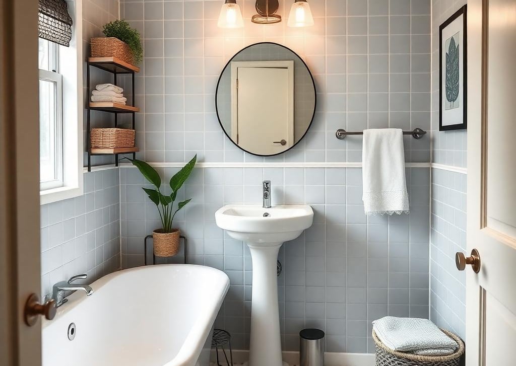 a bathroom with a tub tub and a sink