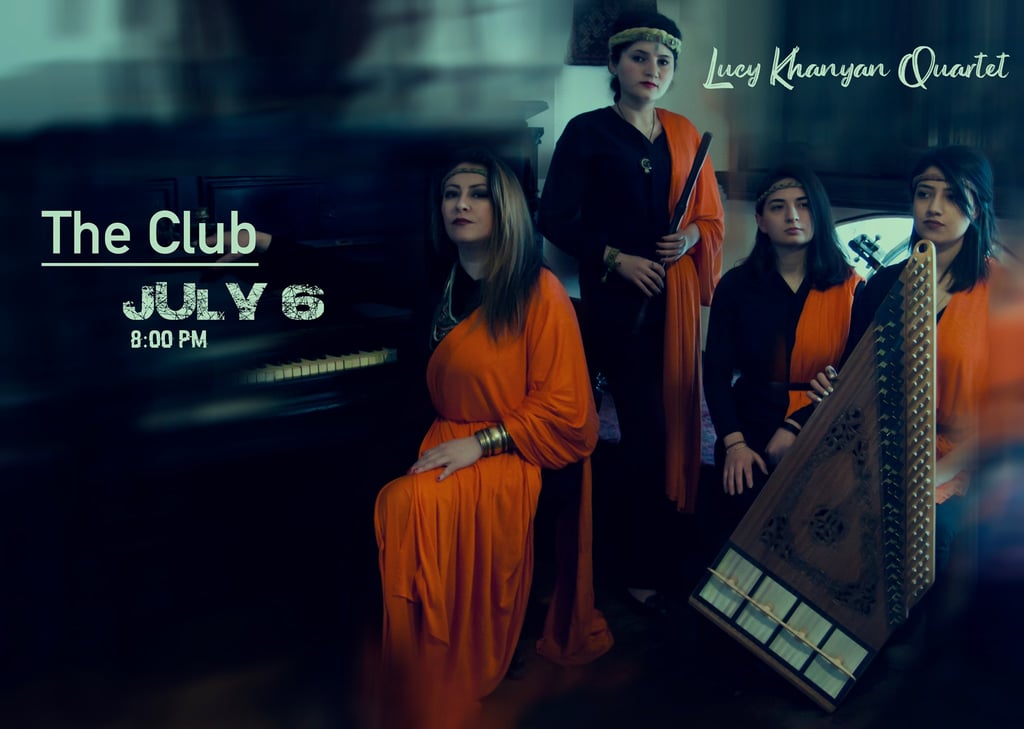 The Lucy Khanyan Quartet performing live jazz music with traditional instruments at The Club on July 6.