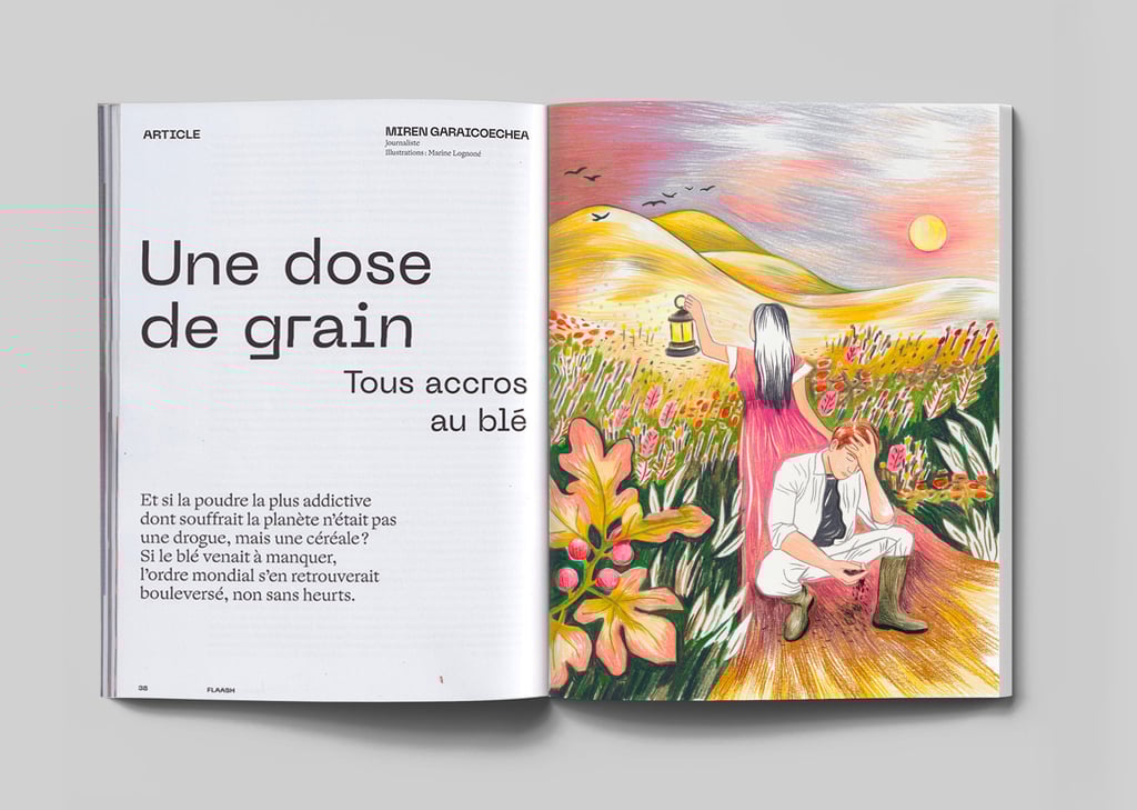 a book opened to show a book with a picture of a woman in a field