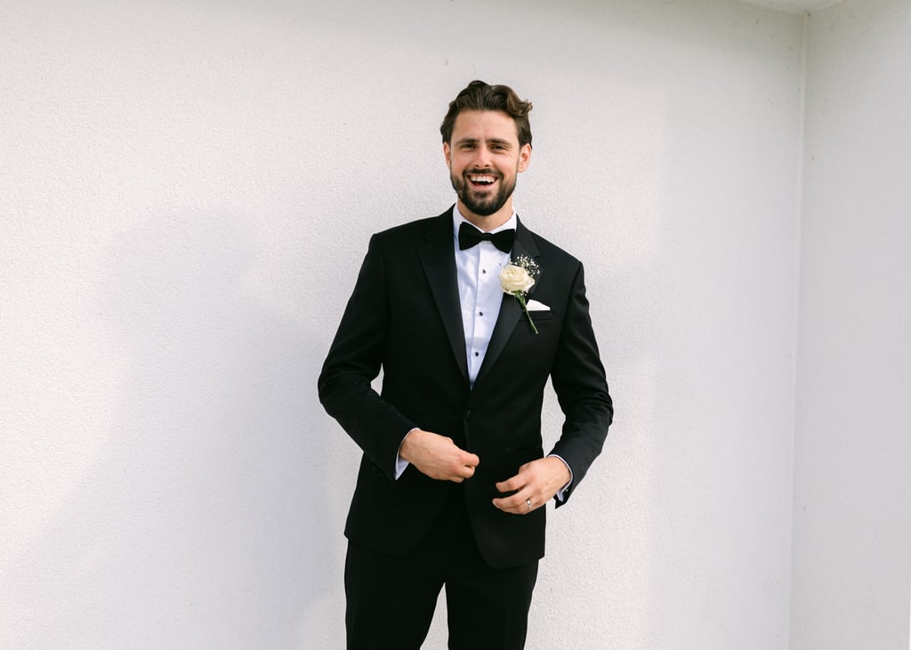 Groom smiling at wedding at The Shenley Club, London