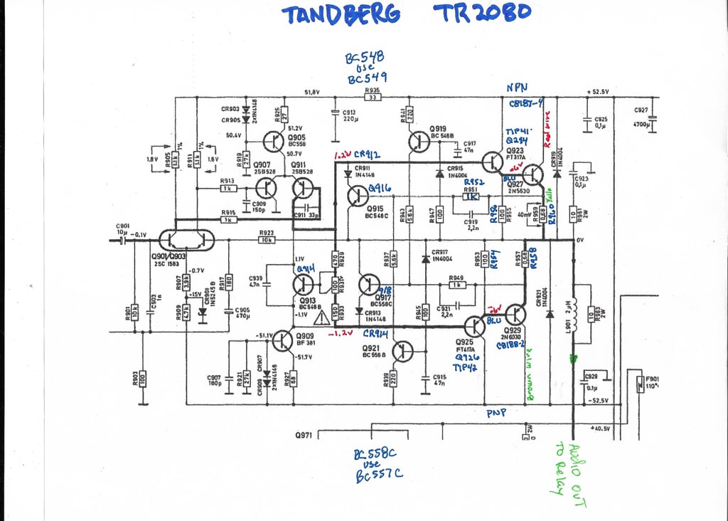 Tandberg TR2080 output section schematic