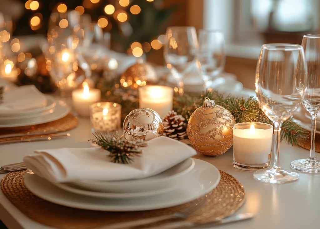 a table setting with candles