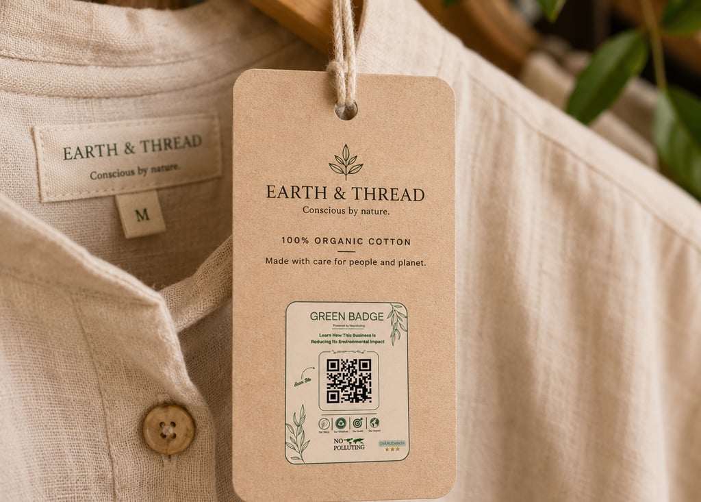 photo of nopolluting's green badge on a shirt