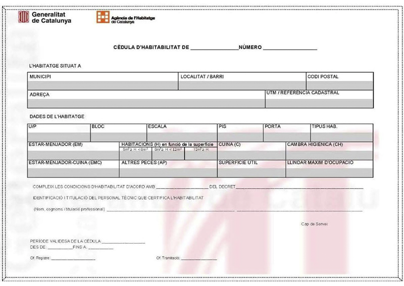 cedula de habitabilidad Catalunya ejemplo 