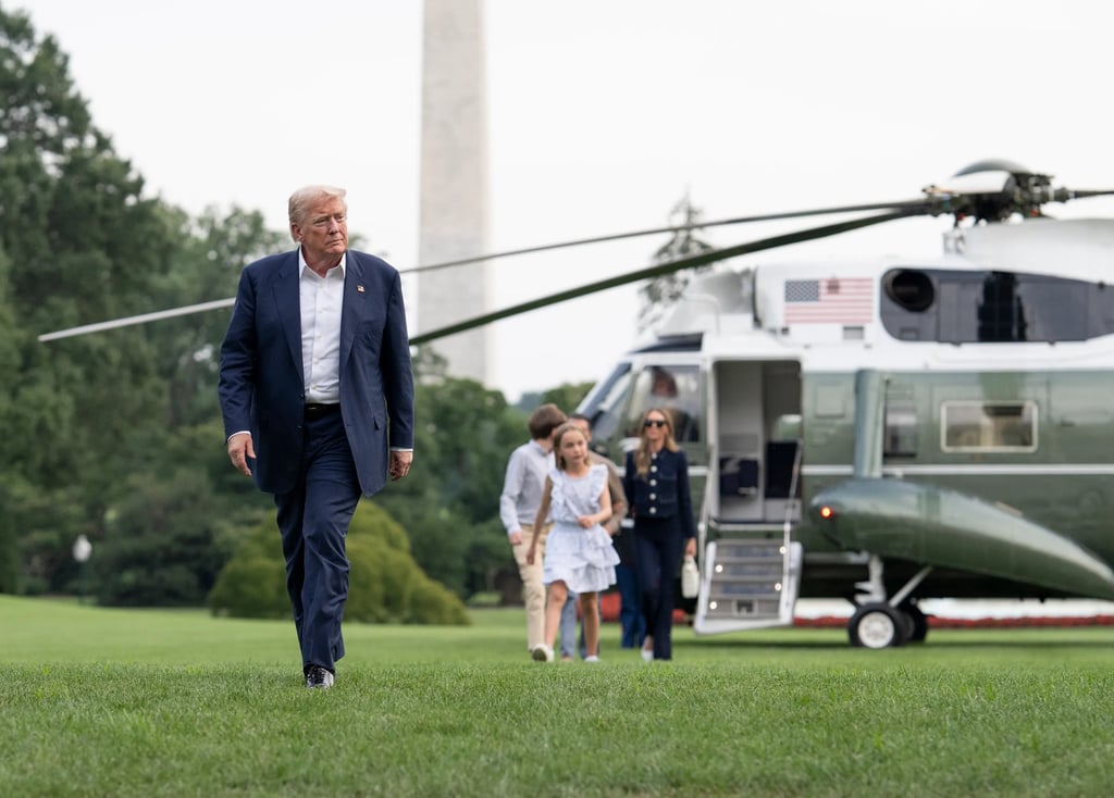 President Trump arrives The White House after his visit to Scotland