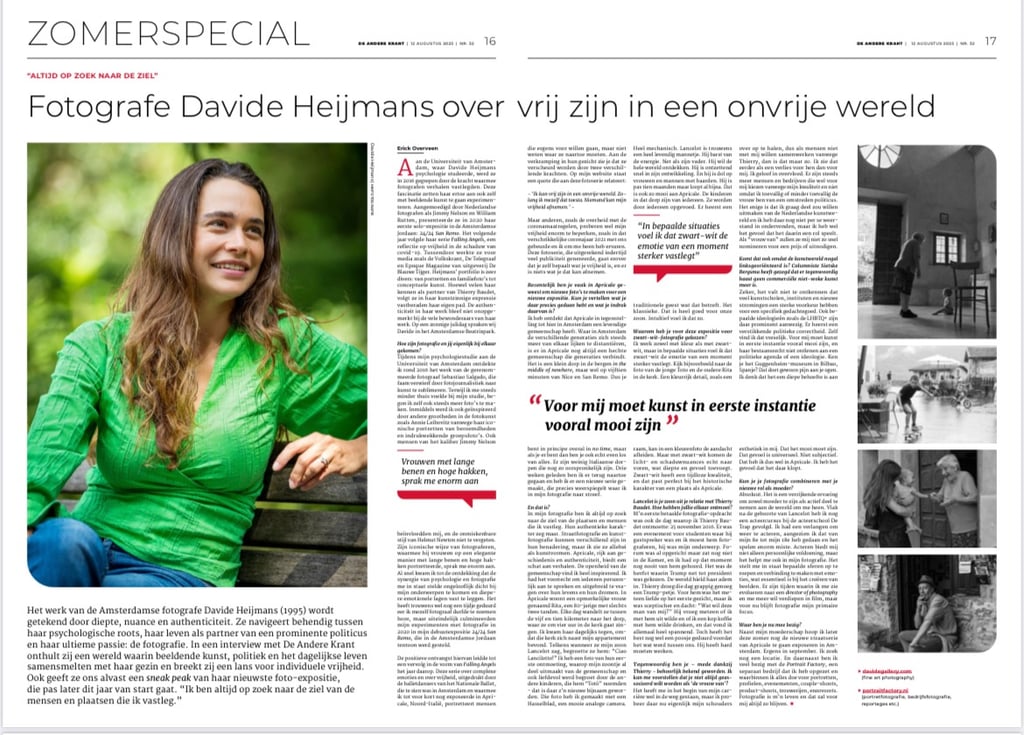 newspaper article about Davide 