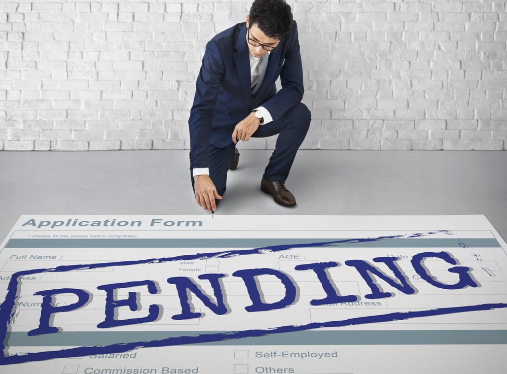 Patent application paperwork showing pending status before patent approval