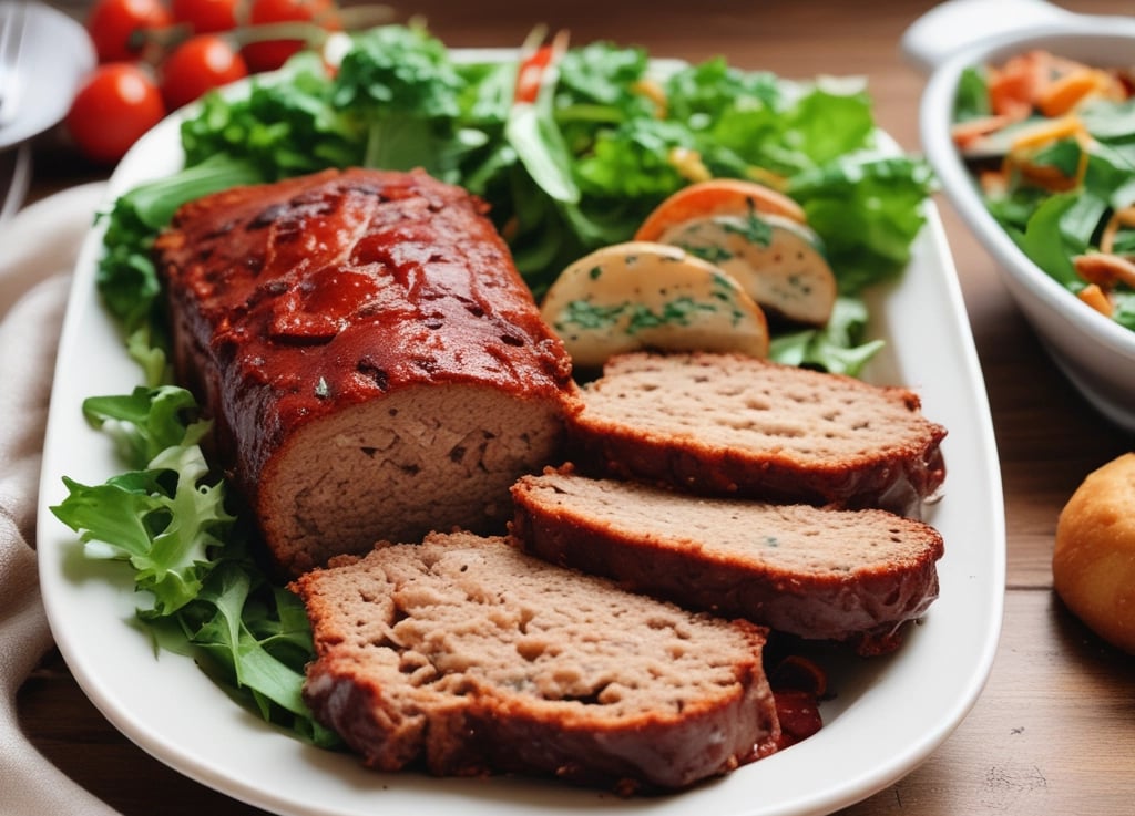 Classic homemade meatloaf sliced and served on a plate, a cozy family dinner favourite