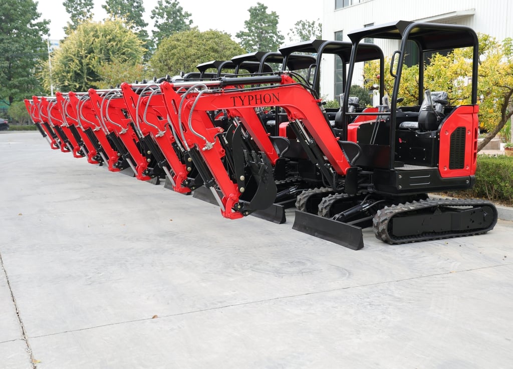 a group of TYPHON mini excavators