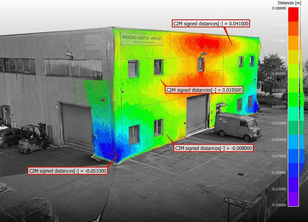 Heat map delle deformazioni del terreno su modello mesh