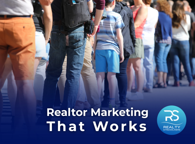 a long line of people waiting symbolizing a seady stream of real estate clients generated through effective realtor marketing