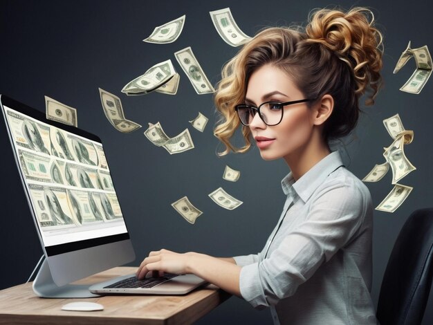 imagem de uma jovem executiva estudando finanças