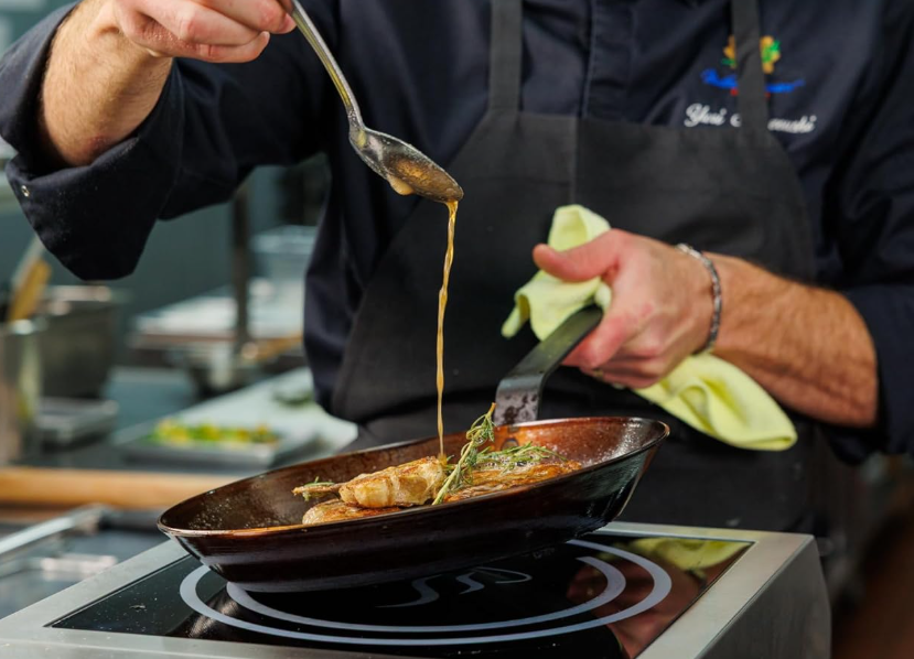 Matfer Bourgeat 15-inch carbon steel frying pan, nontoxic and rivetless.