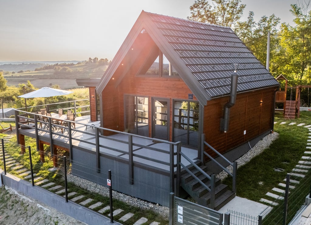 wooden house with terace