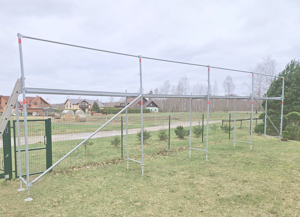 tērauda sastatnes stalažas 12x2.8m