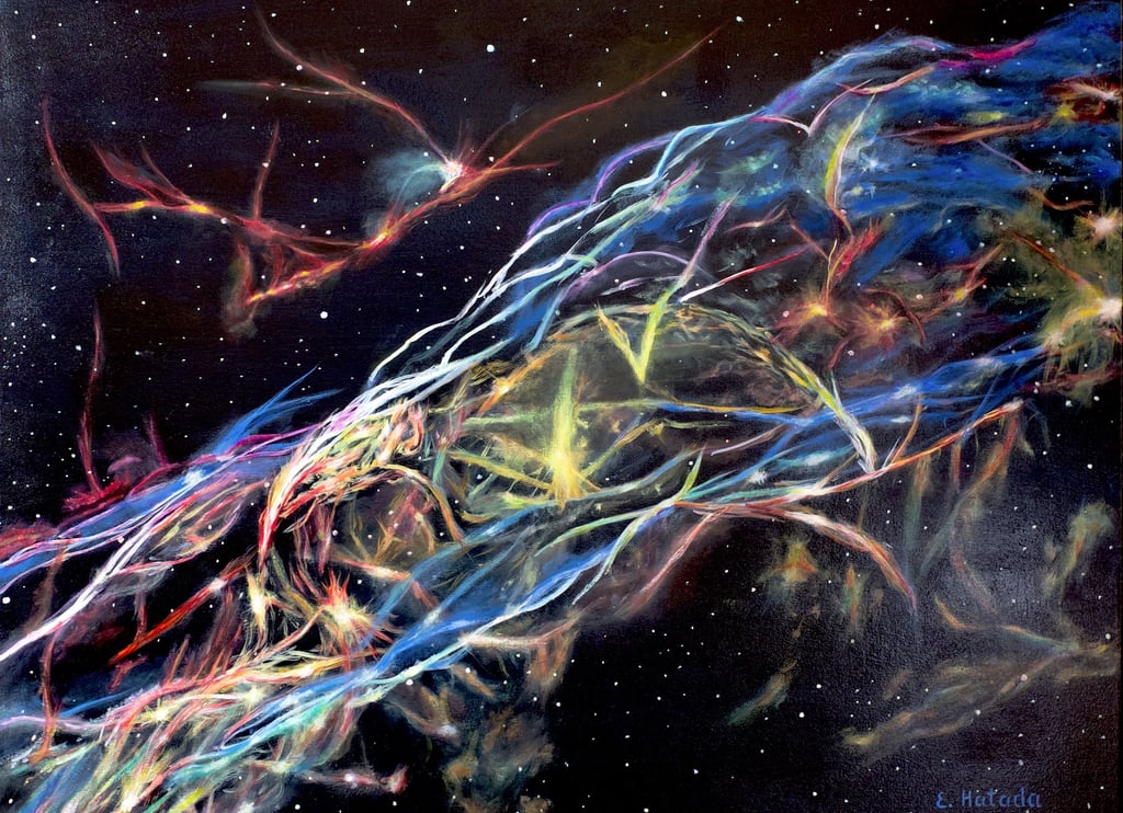 Representation of Veil Nebula in water-miscible oil on canvas