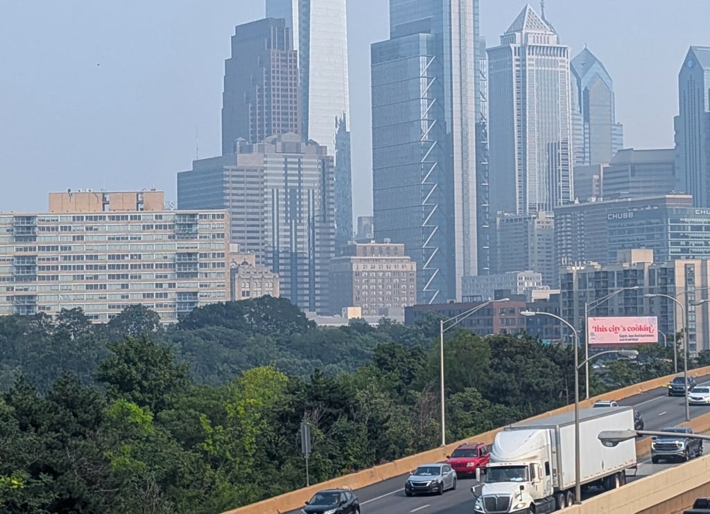 A very hazy day in downtown Philadelphia