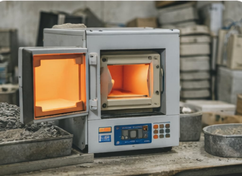 Horno mufla para ensayo térmico y determinación de contenido de materiales.