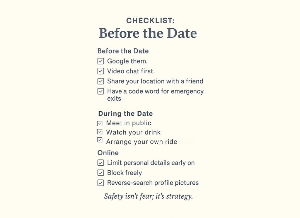 Dating safety checklist visual.
