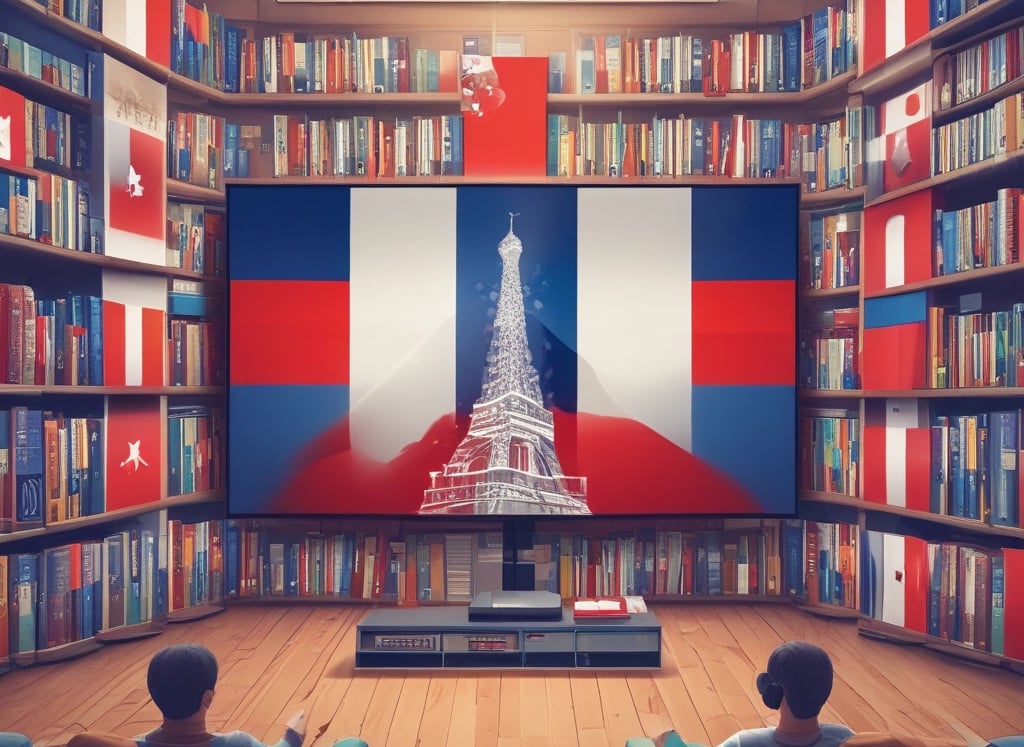 a large sign that says france in red, white and blue