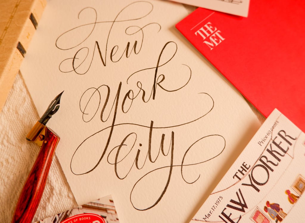 Handmade calligraphy of New York City by NYC calligrapher Handwritten by Belle.