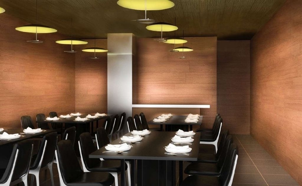 iluminación restaurante con lámparas de techo