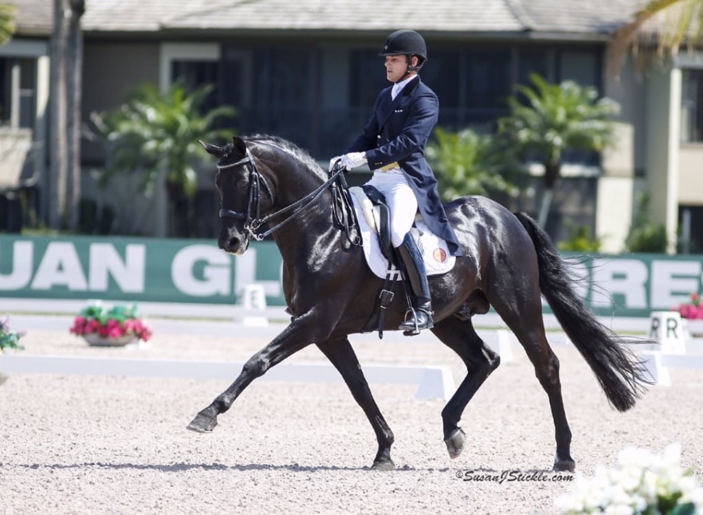 Rick Rockefeller-Silvia with the black stallion, Rubinero, Global Dressage Festival, Wellington, FL.