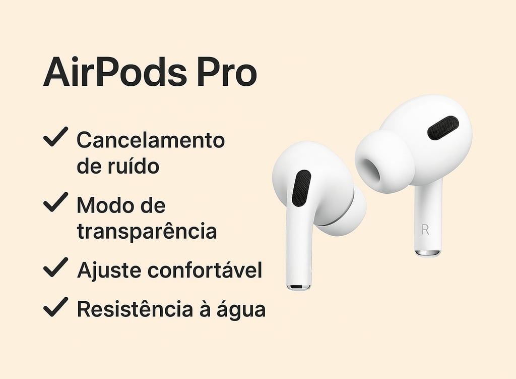 um par de AirPods com a inscrição AirPods Pro