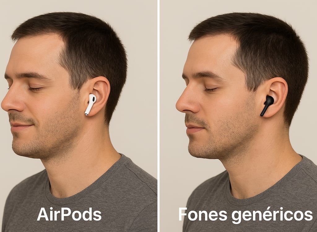 um homem com fones de ouvido e fones de ouvido em seus fones de ouvido