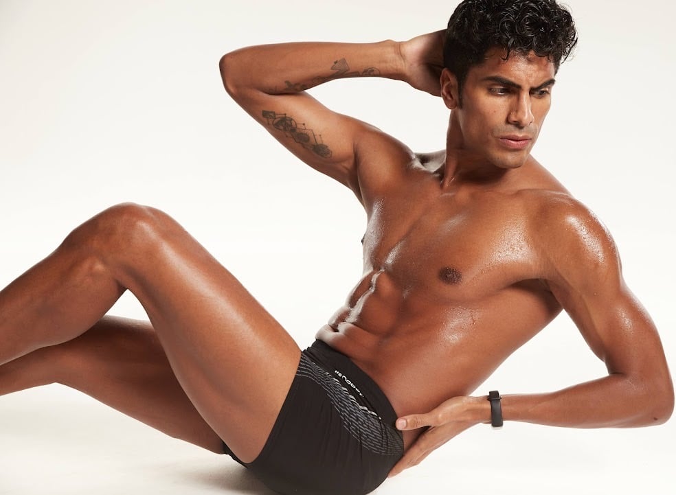 Dany Peña international male model in fitness fashion editorial portrait