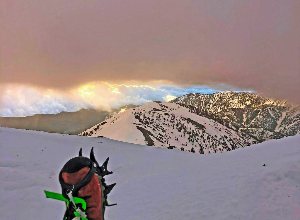 Above the Baldy Bowl Facing the Devil's Backbone During a Winter Storm | Mount San Antonio (Mount Baldy)