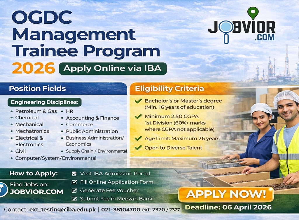 OGDC Management Trainee Program 2026 job details, eligibility criteria, and apply online via IBA