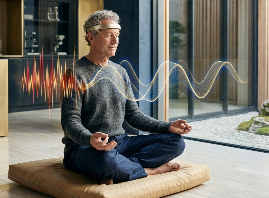 Senior doing meditation