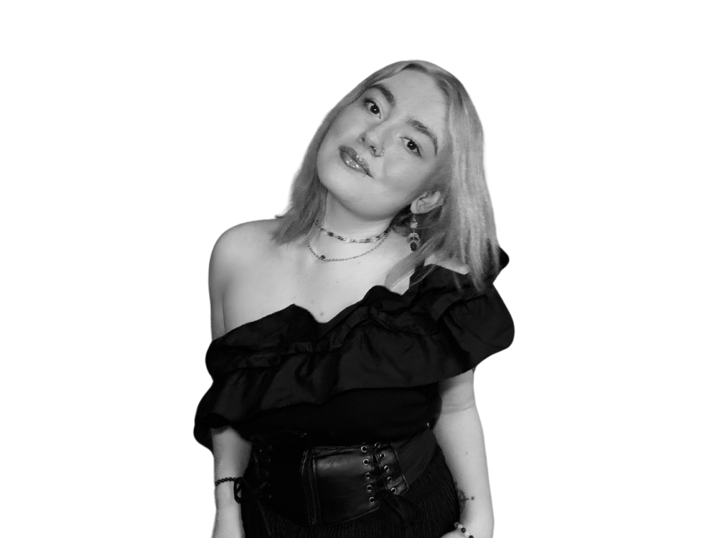 a woman in a black and white photo