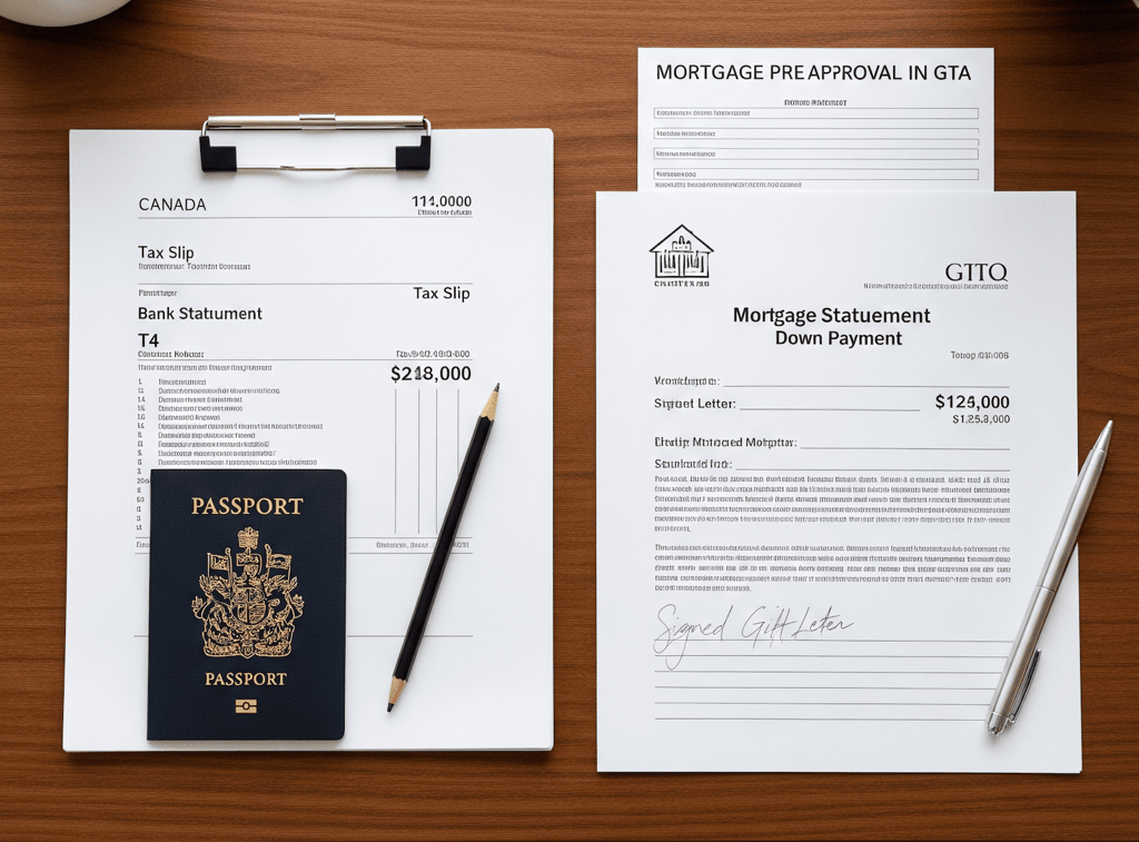 essential documents needed for a mortgage pre-approval in the GTA, including proof of income