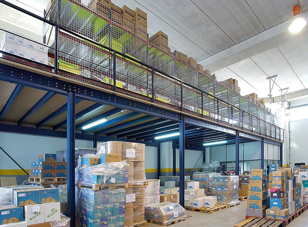 mezzanie floor with shelving
